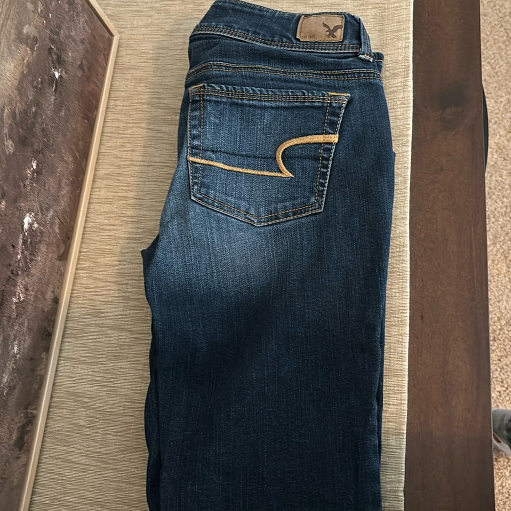 American Eagle Outfitters Dark Wash Kick Boot Jeans Size: 0 short